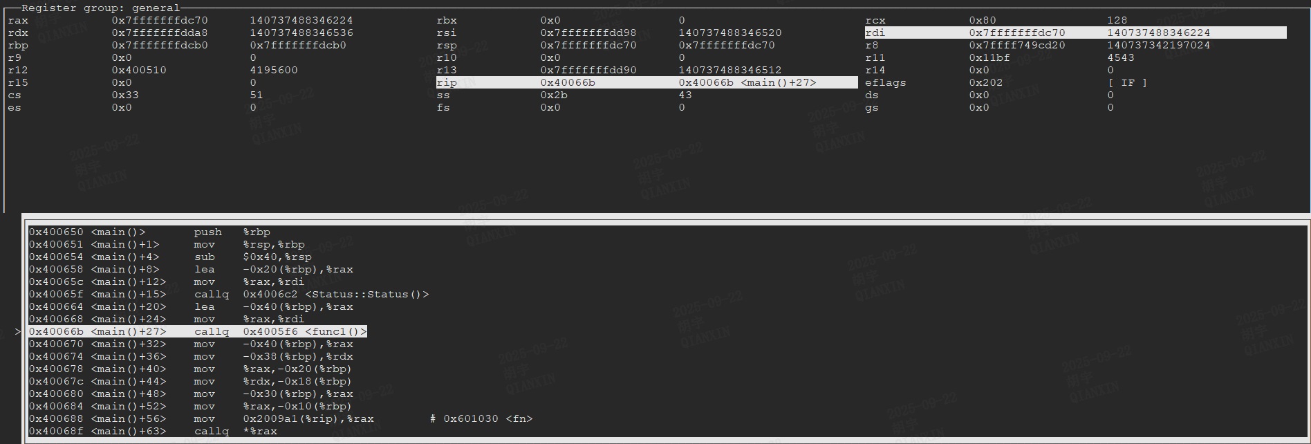 没有printf语句时，func1前
